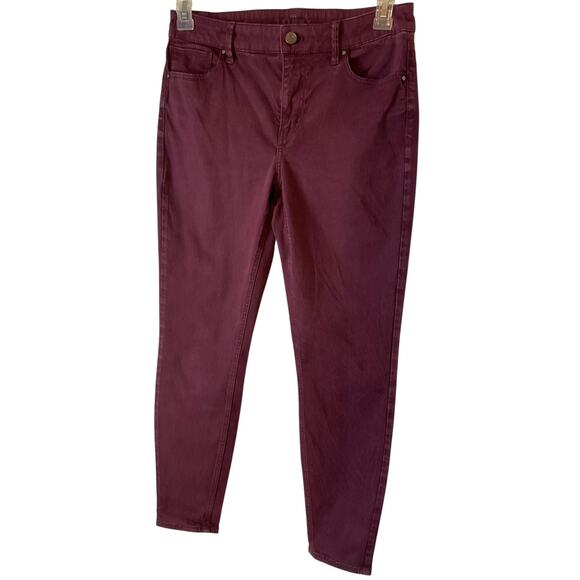 TruSlim Skinny Ankle Pants Womens 6 Red Burgundy High Rise Stretch Jean Style - Picture 1 of 8